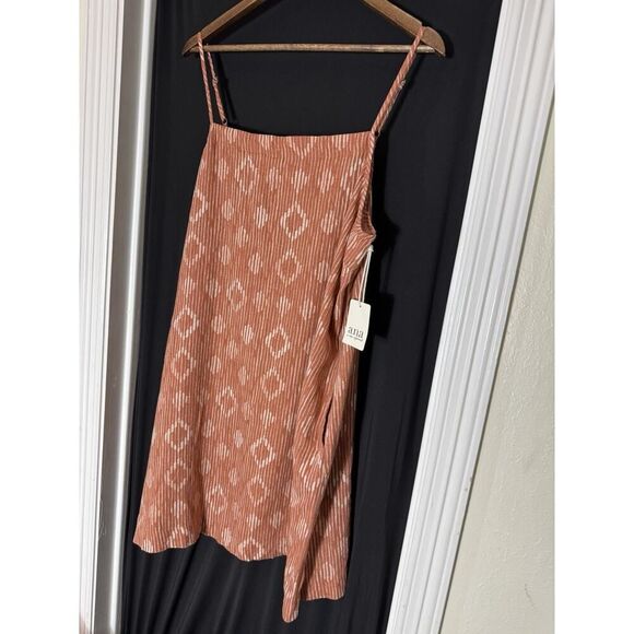 a.n.a. a new approach Orange linen blend sleeveless midi dress pocket Boho - Picture 3 of 7